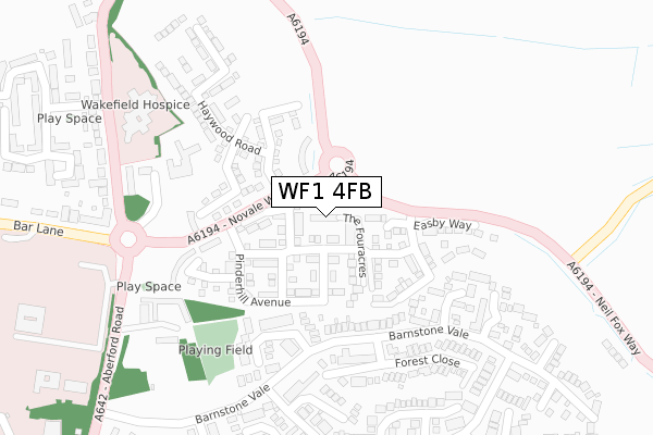 WF1 4FB map - large scale - OS Open Zoomstack (Ordnance Survey)