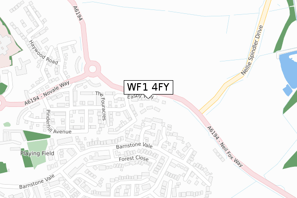 WF1 4FY map - large scale - OS Open Zoomstack (Ordnance Survey)