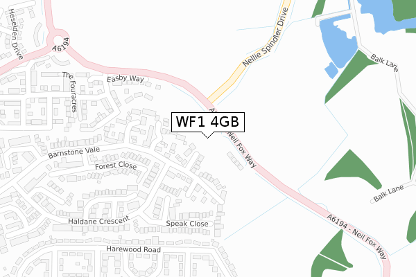 WF1 4GB map - large scale - OS Open Zoomstack (Ordnance Survey)