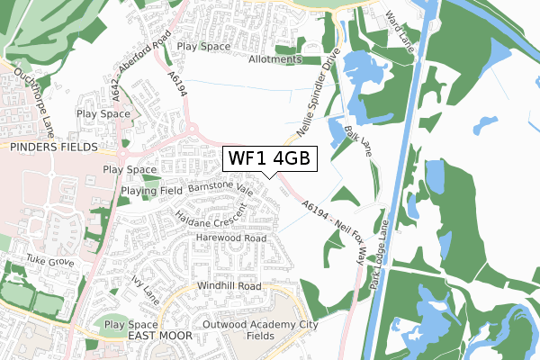 WF1 4GB map - small scale - OS Open Zoomstack (Ordnance Survey)