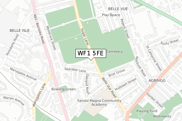 WF1 5FE map - large scale - OS Open Zoomstack (Ordnance Survey)