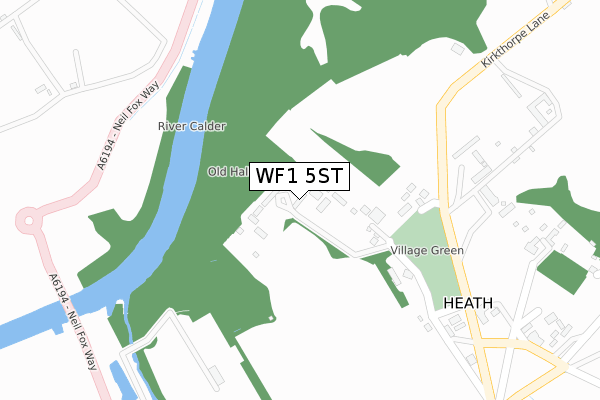 WF1 5ST map - large scale - OS Open Zoomstack (Ordnance Survey)