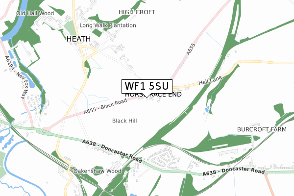 WF1 5SU map - small scale - OS Open Zoomstack (Ordnance Survey)