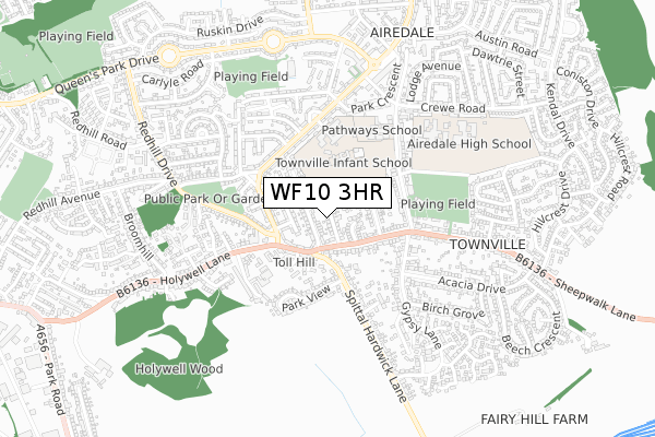 WF10 3HR map - small scale - OS Open Zoomstack (Ordnance Survey)