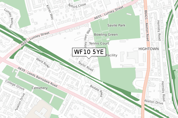 WF10 5YE map - large scale - OS Open Zoomstack (Ordnance Survey)