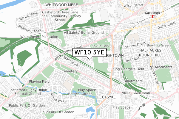 WF10 5YE map - small scale - OS Open Zoomstack (Ordnance Survey)