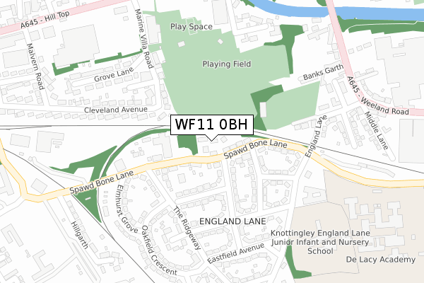 WF11 0BH map - large scale - OS Open Zoomstack (Ordnance Survey)