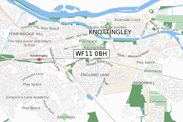 WF11 0BH map - small scale - OS Open Zoomstack (Ordnance Survey)