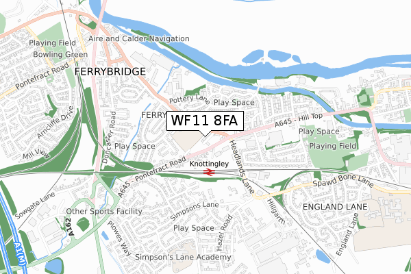 WF11 8FA map - small scale - OS Open Zoomstack (Ordnance Survey)