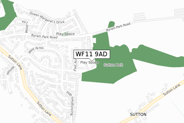 WF11 9AD map - large scale - OS Open Zoomstack (Ordnance Survey)