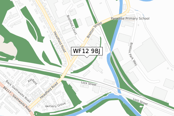 WF12 9BJ map - large scale - OS Open Zoomstack (Ordnance Survey)