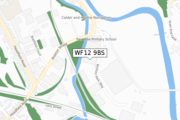 WF12 9BS map - large scale - OS Open Zoomstack (Ordnance Survey)