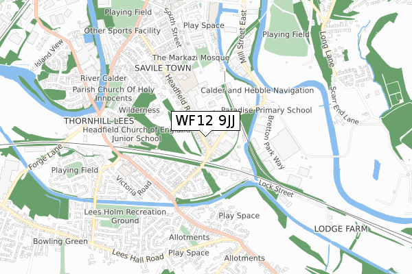 WF12 9JJ map - small scale - OS Open Zoomstack (Ordnance Survey)