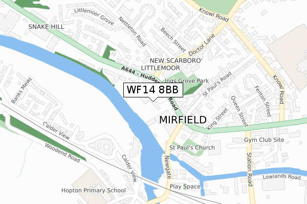 WF14 8BB map - large scale - OS Open Zoomstack (Ordnance Survey)