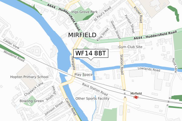 WF14 8BT map - large scale - OS Open Zoomstack (Ordnance Survey)