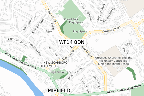 WF14 8DN map - large scale - OS Open Zoomstack (Ordnance Survey)