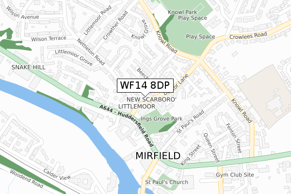 WF14 8DP map - large scale - OS Open Zoomstack (Ordnance Survey)