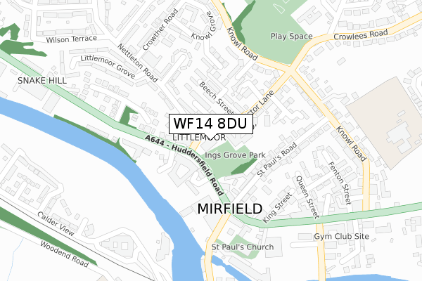 WF14 8DU map - large scale - OS Open Zoomstack (Ordnance Survey)