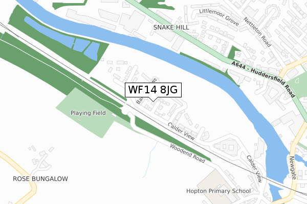 WF14 8JG map - large scale - OS Open Zoomstack (Ordnance Survey)