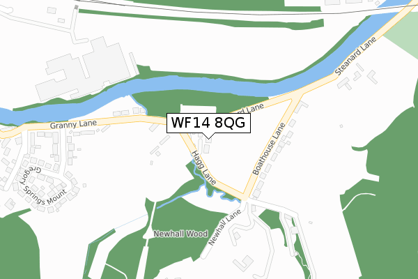 WF14 8QG map - large scale - OS Open Zoomstack (Ordnance Survey)