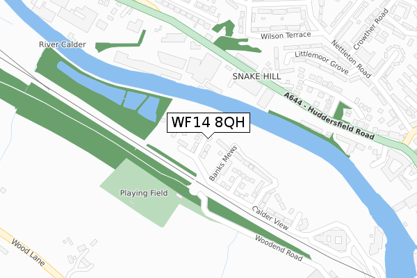 WF14 8QH map - large scale - OS Open Zoomstack (Ordnance Survey)