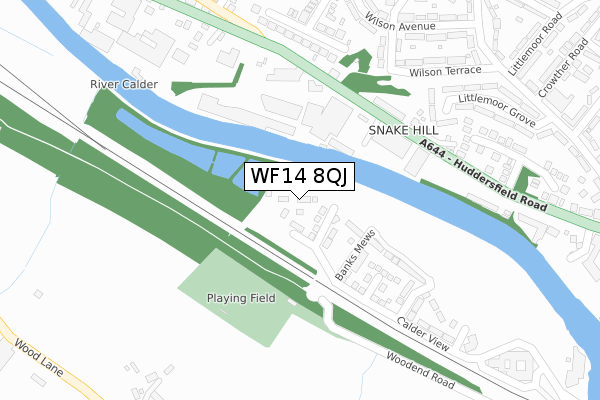 WF14 8QJ map - large scale - OS Open Zoomstack (Ordnance Survey)