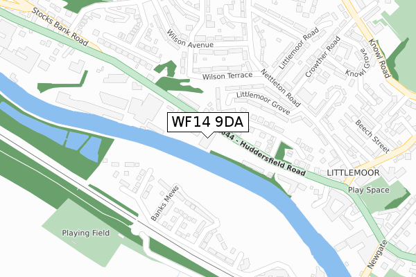 WF14 9DA map - large scale - OS Open Zoomstack (Ordnance Survey)