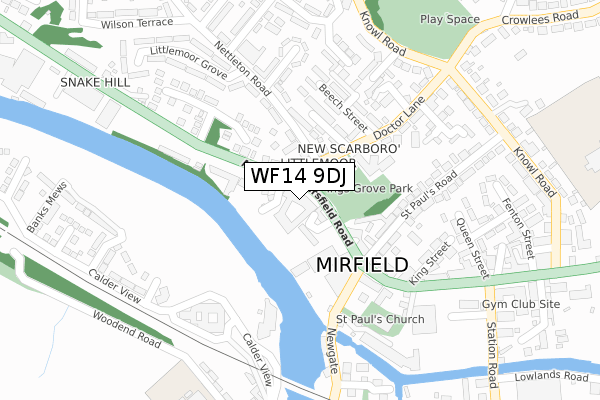 WF14 9DJ map - large scale - OS Open Zoomstack (Ordnance Survey)