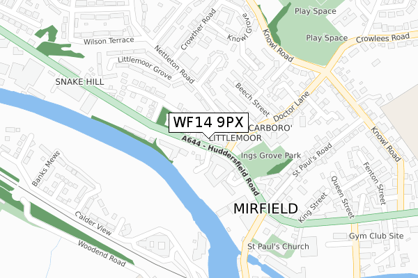 WF14 9PX map - large scale - OS Open Zoomstack (Ordnance Survey)