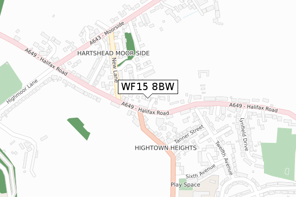 WF15 8BW map - large scale - OS Open Zoomstack (Ordnance Survey)