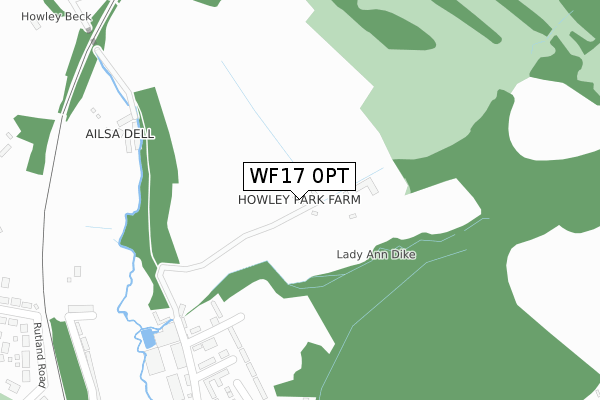 WF17 0PT map - large scale - OS Open Zoomstack (Ordnance Survey)