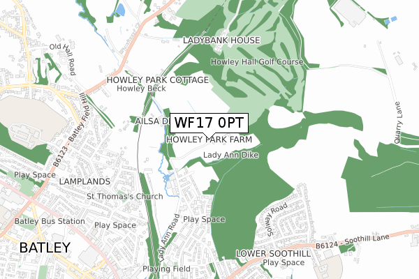 WF17 0PT map - small scale - OS Open Zoomstack (Ordnance Survey)