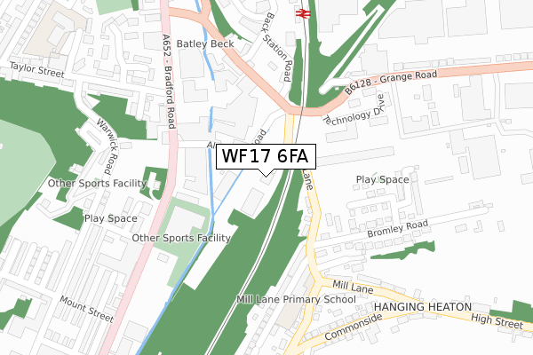 WF17 6FA map - large scale - OS Open Zoomstack (Ordnance Survey)