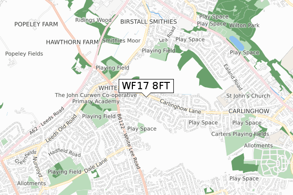 WF17 8FT map - small scale - OS Open Zoomstack (Ordnance Survey)