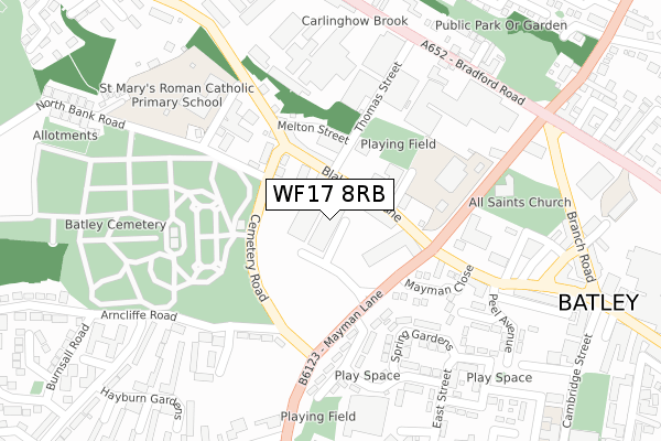 WF17 8RB map - large scale - OS Open Zoomstack (Ordnance Survey)