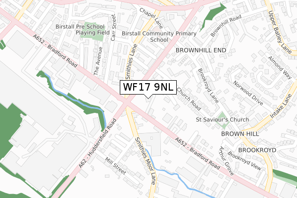 WF17 9NL map - large scale - OS Open Zoomstack (Ordnance Survey)