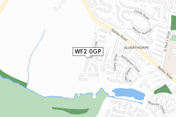 WF2 0GP map - large scale - OS Open Zoomstack (Ordnance Survey)