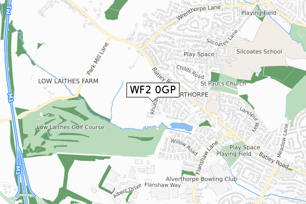 WF2 0GP map - small scale - OS Open Zoomstack (Ordnance Survey)