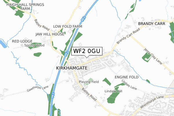 WF2 0GU map - small scale - OS Open Zoomstack (Ordnance Survey)