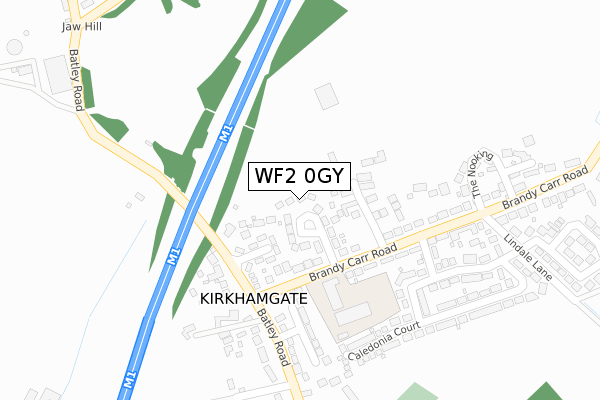 WF2 0GY map - large scale - OS Open Zoomstack (Ordnance Survey)