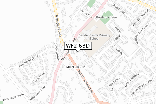 WF2 6BD map - large scale - OS Open Zoomstack (Ordnance Survey)