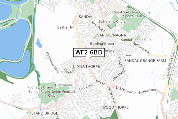 WF2 6BD map - small scale - OS Open Zoomstack (Ordnance Survey)