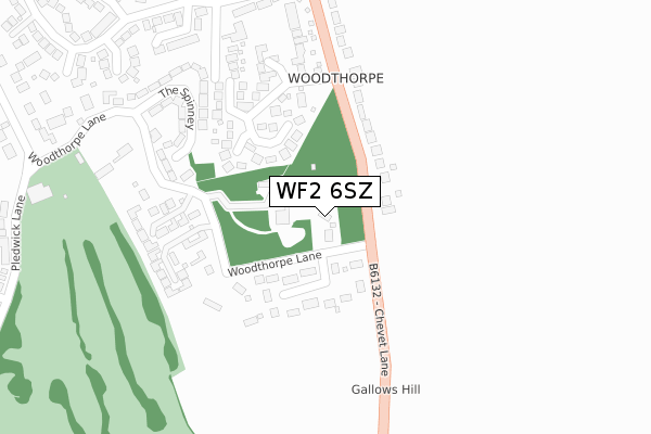 WF2 6SZ map - large scale - OS Open Zoomstack (Ordnance Survey)