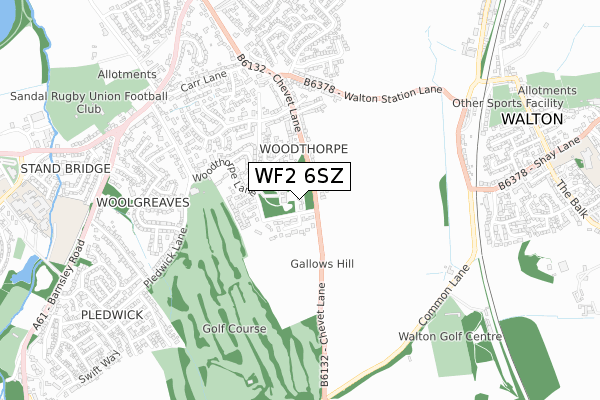 WF2 6SZ map - small scale - OS Open Zoomstack (Ordnance Survey)