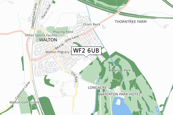 WF2 6UB map - small scale - OS Open Zoomstack (Ordnance Survey)