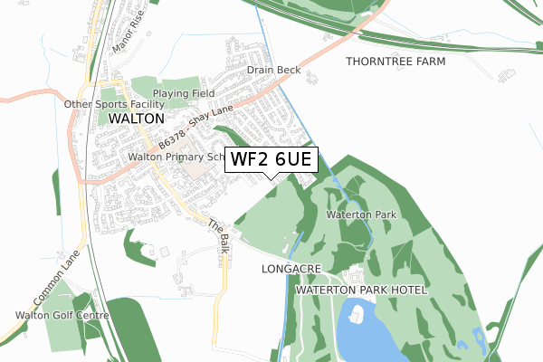 WF2 6UE map - small scale - OS Open Zoomstack (Ordnance Survey)