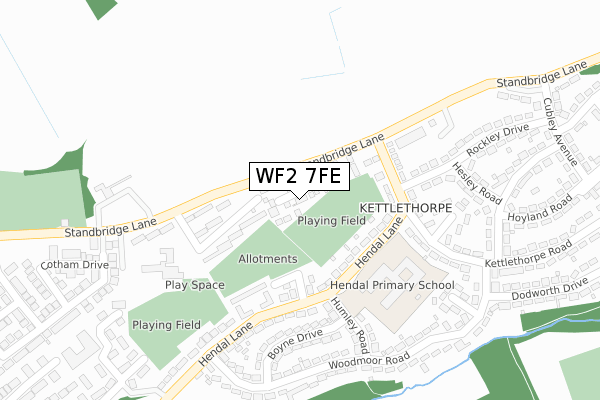 WF2 7FE map - large scale - OS Open Zoomstack (Ordnance Survey)