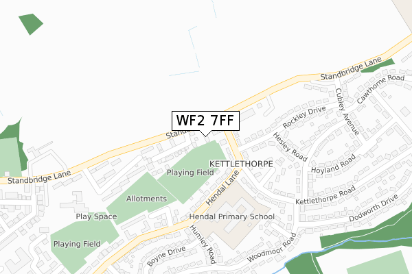 WF2 7FF map - large scale - OS Open Zoomstack (Ordnance Survey)