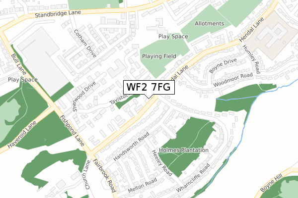 WF2 7FG map - large scale - OS Open Zoomstack (Ordnance Survey)