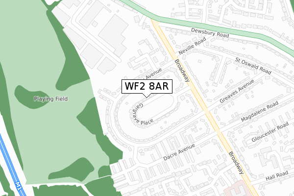 WF2 8AR map - large scale - OS Open Zoomstack (Ordnance Survey)